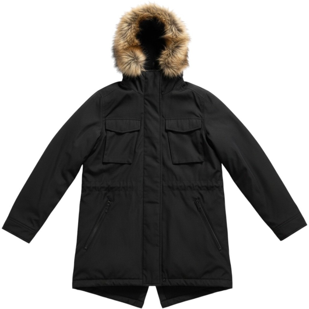 S13 New York Mens Black Faux Fur Hooded Parka‎ Jacket Large